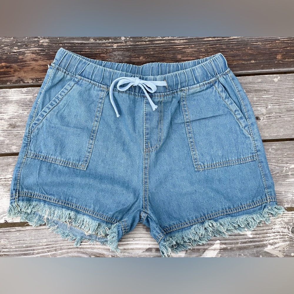 NWT! Fringed Denim Drawstring Shorts
